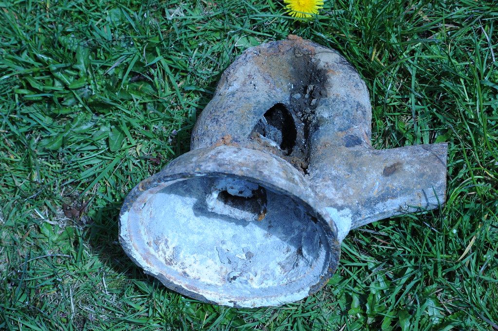 Broken section of a sewer drain pipe in Cerritos